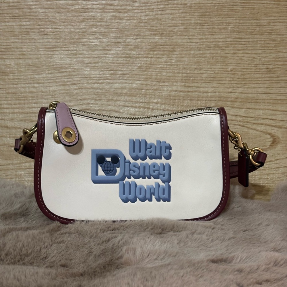 Coach White and Burgundy Crossbody Bag